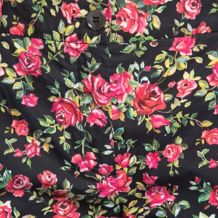 Pre Owned Dolce & Gabbana Multicolor Rose Printed Cotton Pants M
