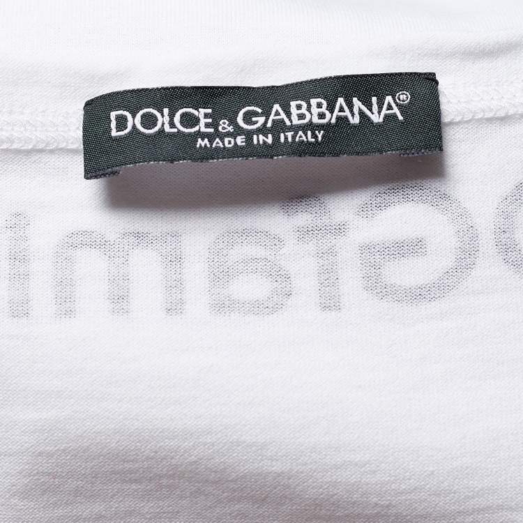 Pre Owned Dolce & Gabbana White Save the Queen Embellished T-Shirt M
