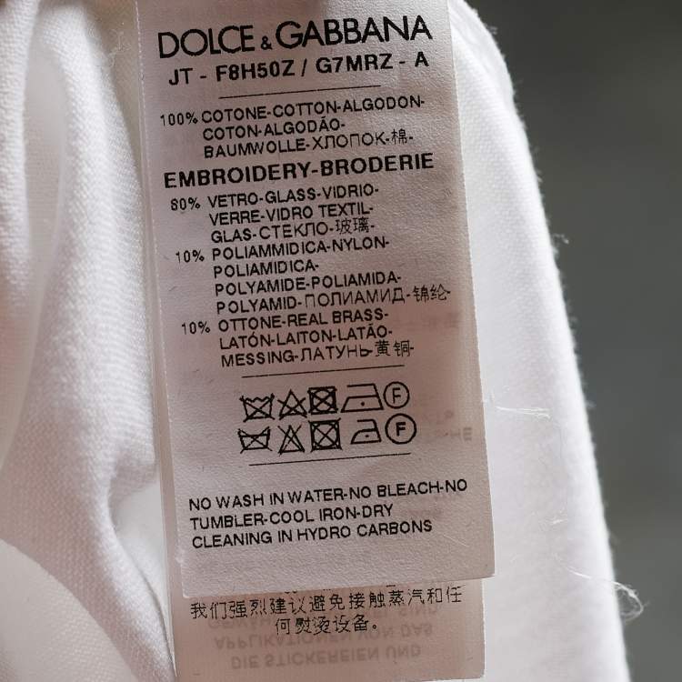 Pre Owned Dolce & Gabbana White Save the Queen Embellished T-Shirt M