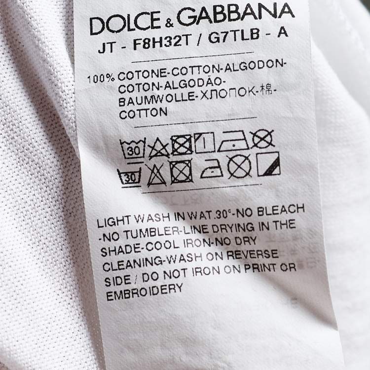 Pre Owned Dolce & Gabbana White Jersey Heart & Logo Print T-Shirt L
