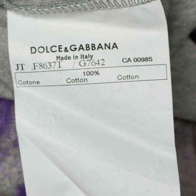 Pre Owned Dolce & Gabbana Grey Jersey Limited Edition Hand Painted Top M