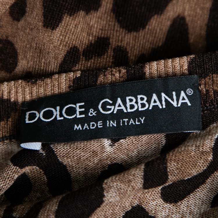 Pre Owned Dolce & Gabbana Brown Animal Printed Wool Button Front Long Cardigan S