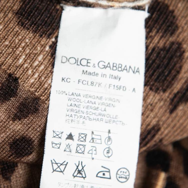 Pre Owned Dolce & Gabbana Brown Animal Printed Wool Button Front Long Cardigan S
