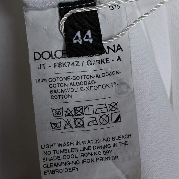 Pre Owned Dolce & Gabbana White Jersey DG Love Foil Print T-Shirt M