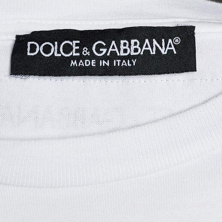 Pre Owned Dolce & Gabbana White Jersey DG Love Foil Print T-Shirt M