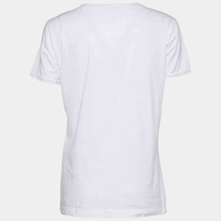 Pre Owned Dolce & Gabbana White Jersey Love Embroidered T-Shirt M