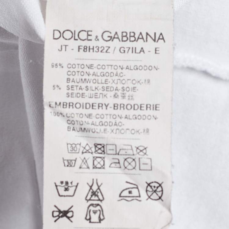Pre Owned Dolce & Gabbana White Jersey Love Embroidered T-Shirt M