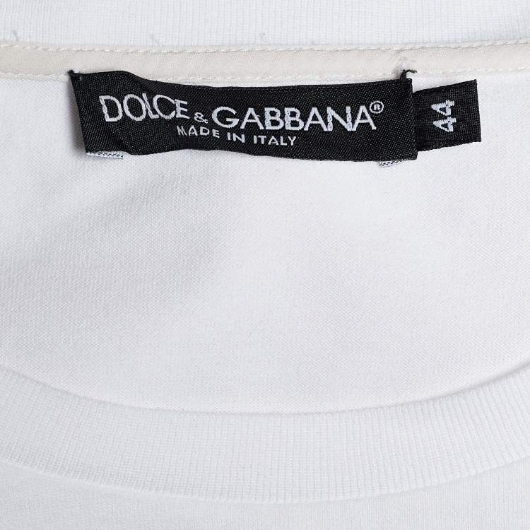 Pre Owned Dolce & Gabbana White Jersey Love Embroidered T-Shirt M