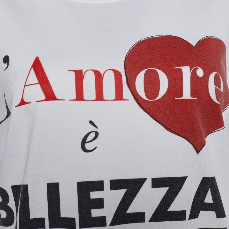 Pre Owned Dolce & Gabbana White Jersey L'amore È Bellezza Print T-shirt S