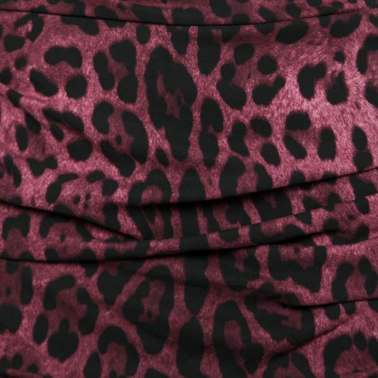 مملوكة مسبقًا Dolce & Gabbana Purple Animal Print Silk Ruched Sleeveless Dress M