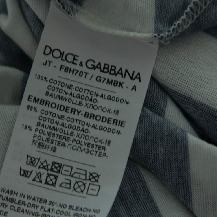 Pre Owned Dolce & Gabbana White & Blue Striped Cotton Tank Top M