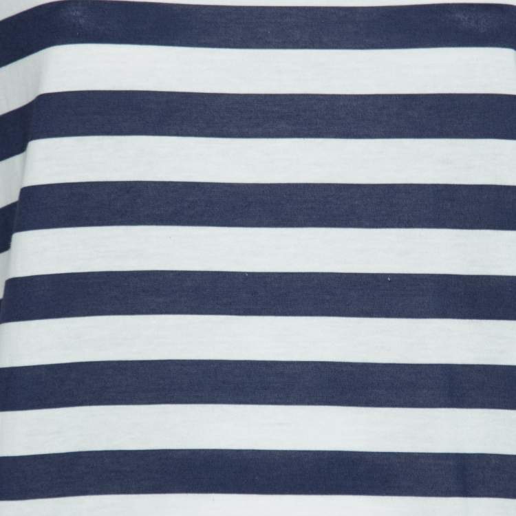 Pre Owned Dolce & Gabbana White & Blue Striped Cotton Tank Top M