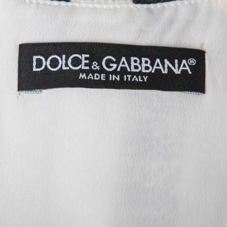 Pre Owned Dolce & Gabbana Monochrome Striped Paillette Embellished Sleeveless Top S