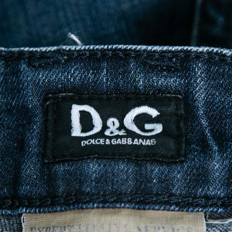 Pre Owned Dolce & Gabbana Blue Cotton Straight Fit Jeans XS 