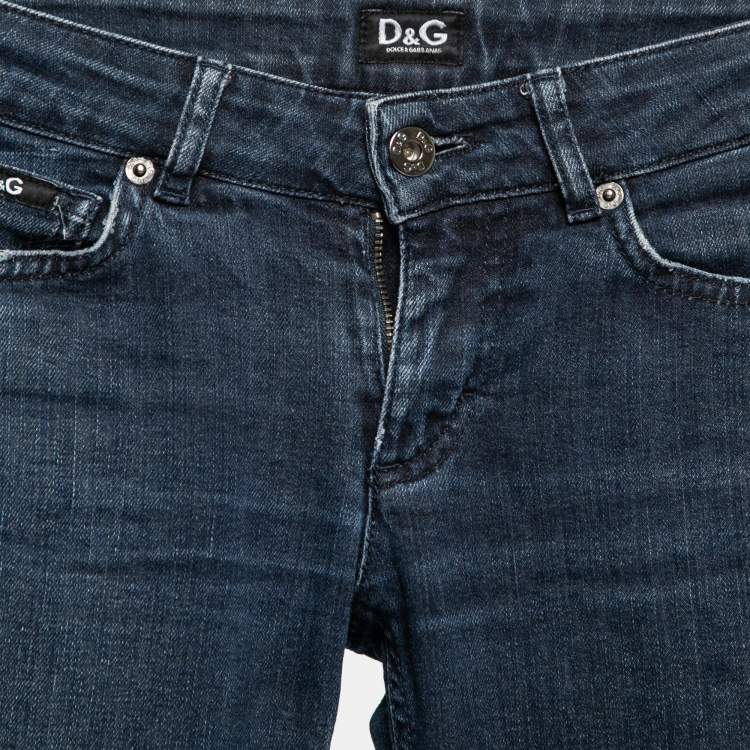 Pre Owned Dolce & Gabbana Blue Cotton Straight Fit Jeans XS 