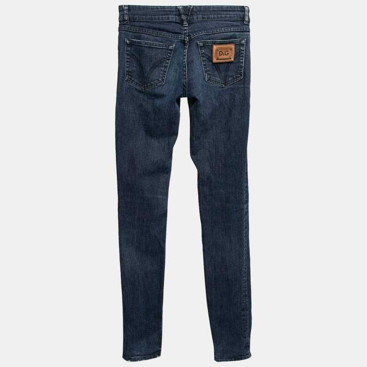 Pre Owned Dolce & Gabbana Blue Cotton Straight Fit Jeans XS 