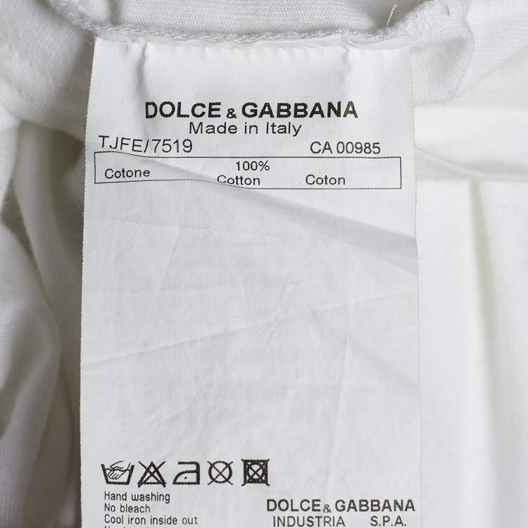 Pre Owned Dolce & Gabbana White Cotton Donald Duck Print Tank Top M