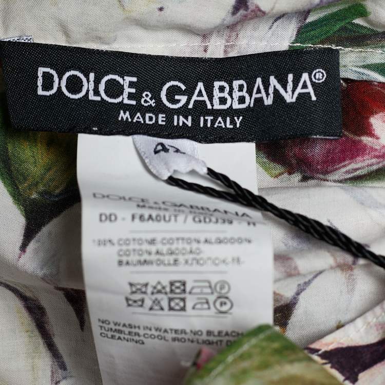 Pre Owned Dolce & Gabbana White Floral Cotton Off Shoulder Dress M