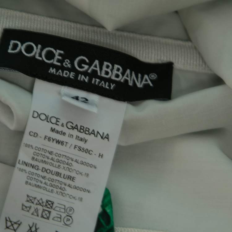 Pre Owned Dolce & Gabbana Green Banana Leaf Print Cotton Sleeveless Maxi Dress M