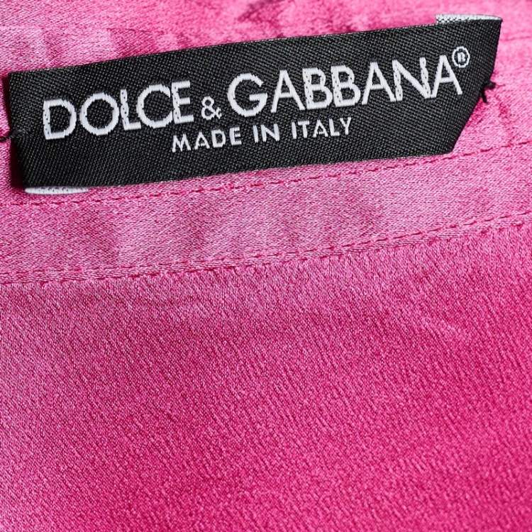 Pre Owned Dolce & Gabbana Fuschia Pink Satin Button Front Shirt M