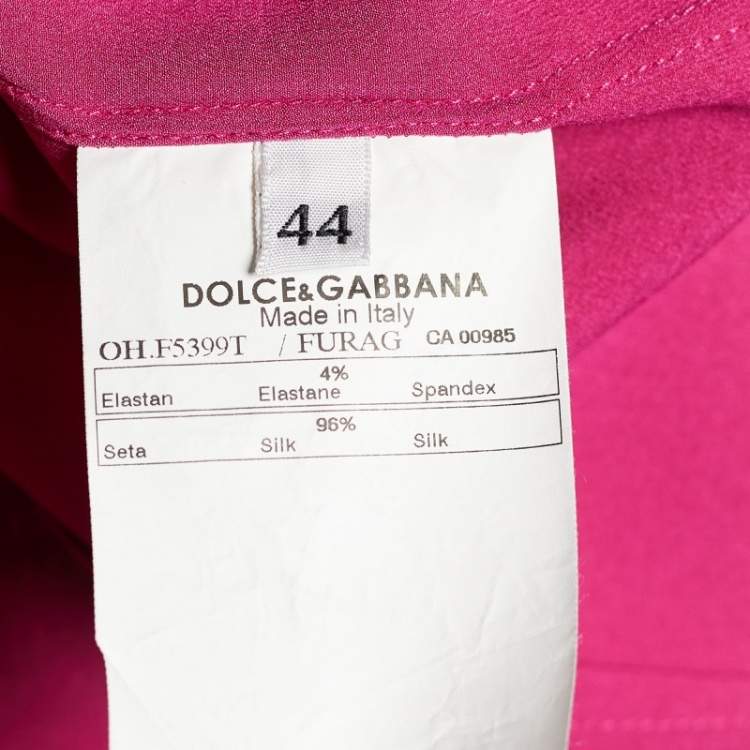 Pre Owned Dolce & Gabbana Fuschia Pink Satin Button Front Shirt M