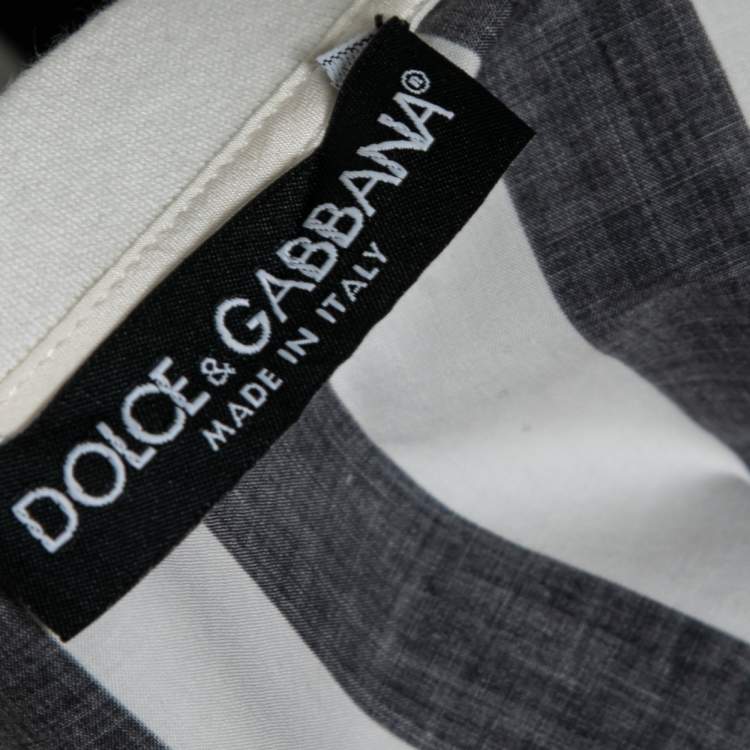 Pre Owned Dolce & Gabbana Monochrome Striped Rose Printed T-shirt S