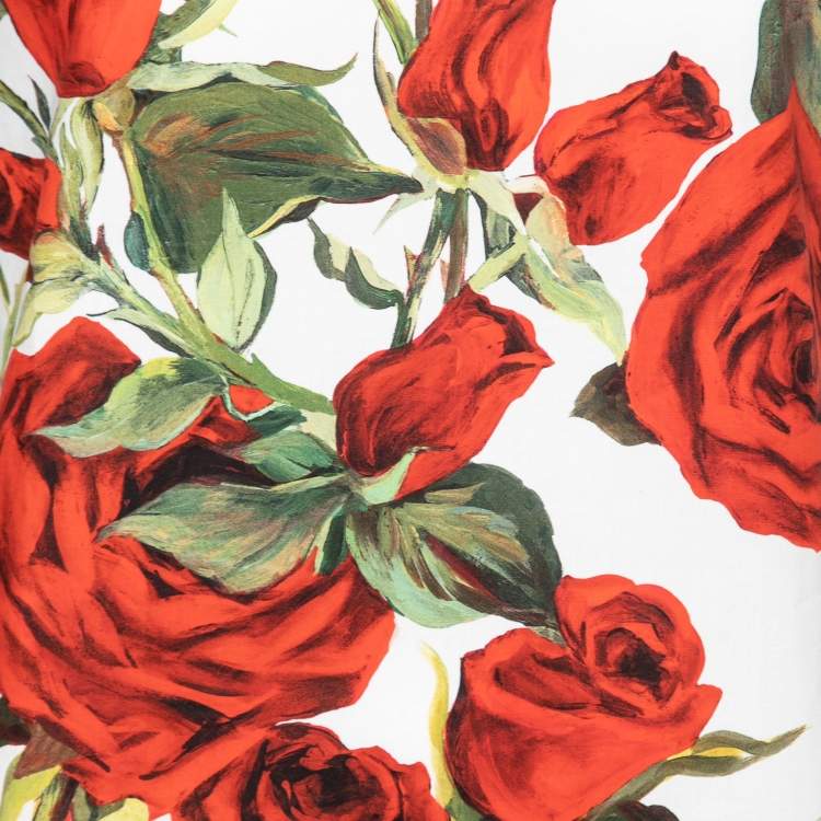 Pre Owned Dolce & Gabbana Monochrome Striped Rose Printed T-shirt S