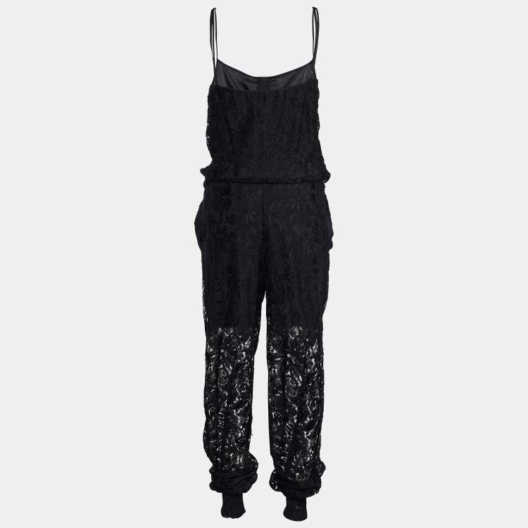 Dolce & Gabbana Black Floral Lace Elasticized Waist Sleeveless Jumpsuit S  Dolce & Gabbana | TLC