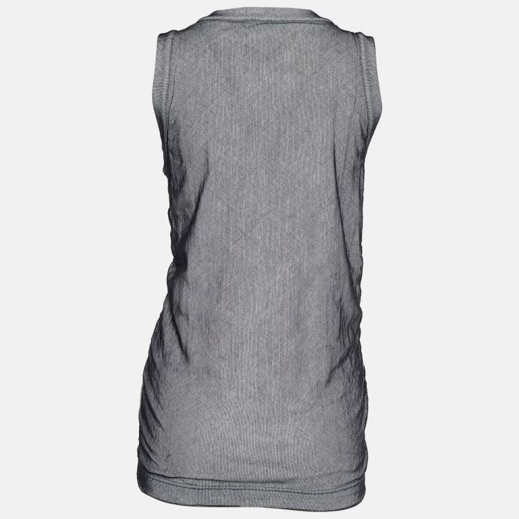 Pre Owned Dolce & Gabbana Grey Cotton Sleeveless Top M