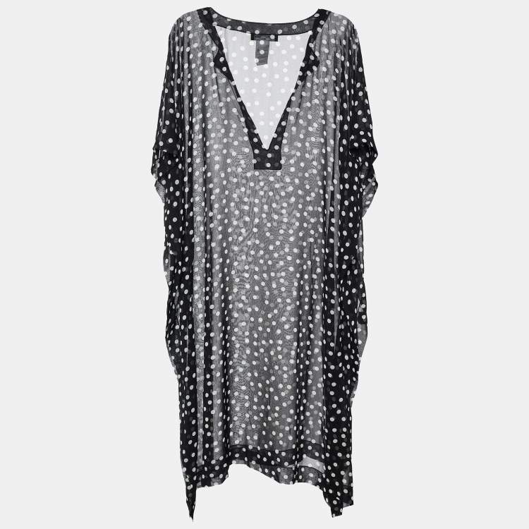 Pre Owned Dolce & Gabbana Black/White Polka Dot Print Georgette Oversized Top M