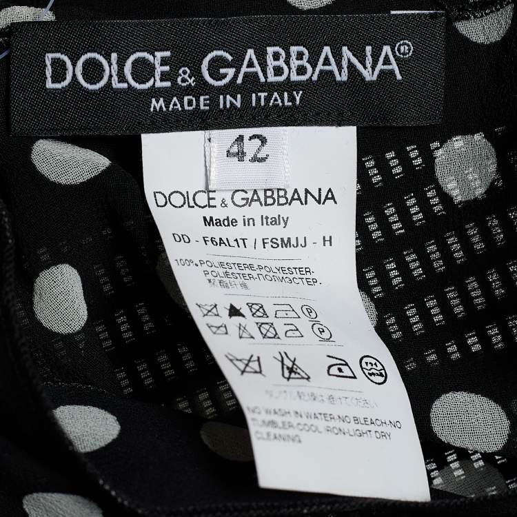 Pre Owned Dolce & Gabbana Black/White Polka Dot Print Georgette Oversized Top M