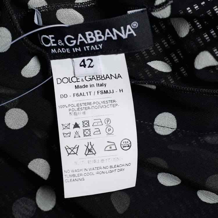 Pre Owned Dolce & Gabbana Black/White Polka Dot Print Georgette Oversized Top M