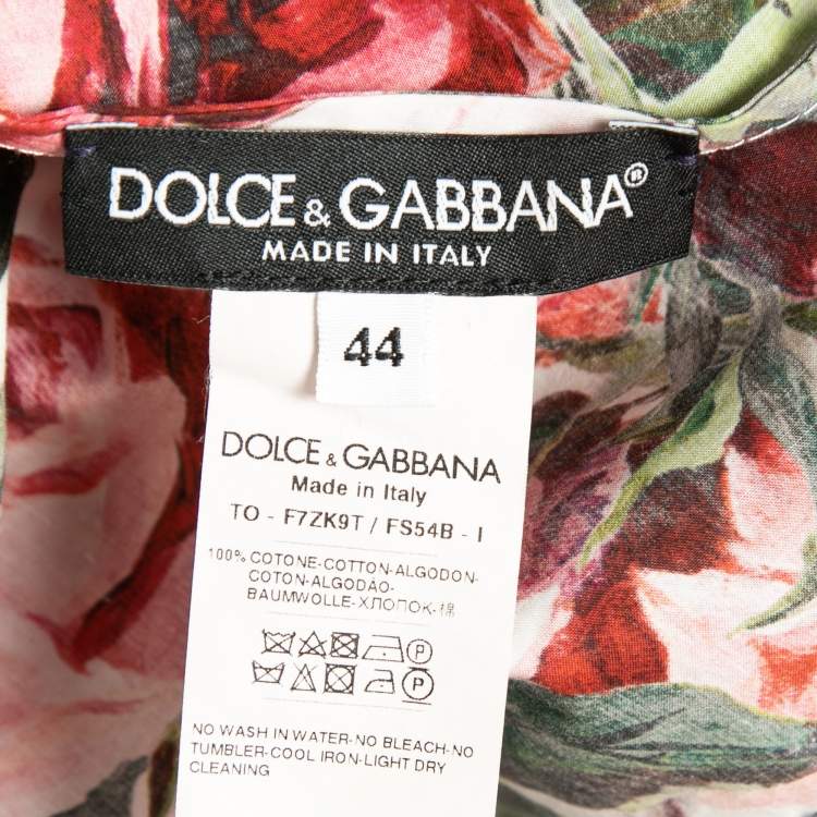 Pre Owned Dolce & Gabbana Multicolor Rose Print Cotton Tie-Up Dress M