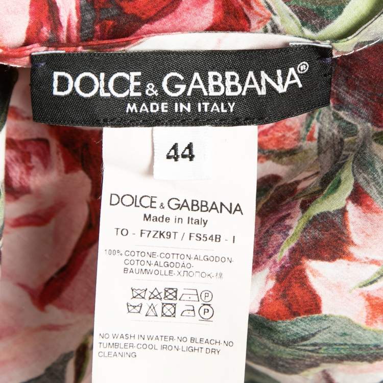 Pre Owned Dolce & Gabbana Multicolor Rose Print Cotton Tie-Up Dress M