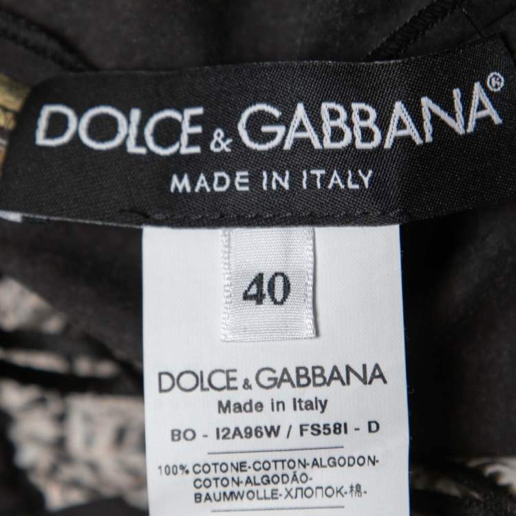Pre Owned Dolce & Gabbana Black Sacred Heart Printed Cotton Sleeveless Crop Top S