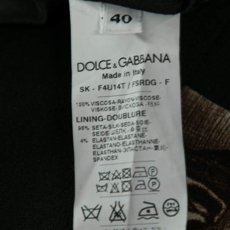 Pre Owned Dolce & Gabbana Black Coin Printed Crepe Pencil Skirt S