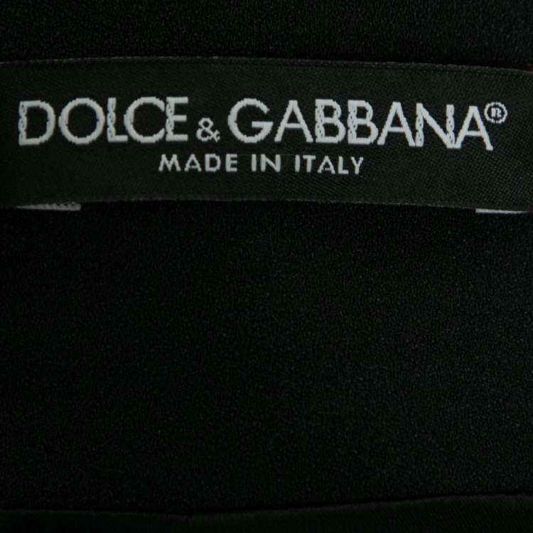 Pre Owned Dolce & Gabbana Black Coin Printed Crepe Pencil Skirt S