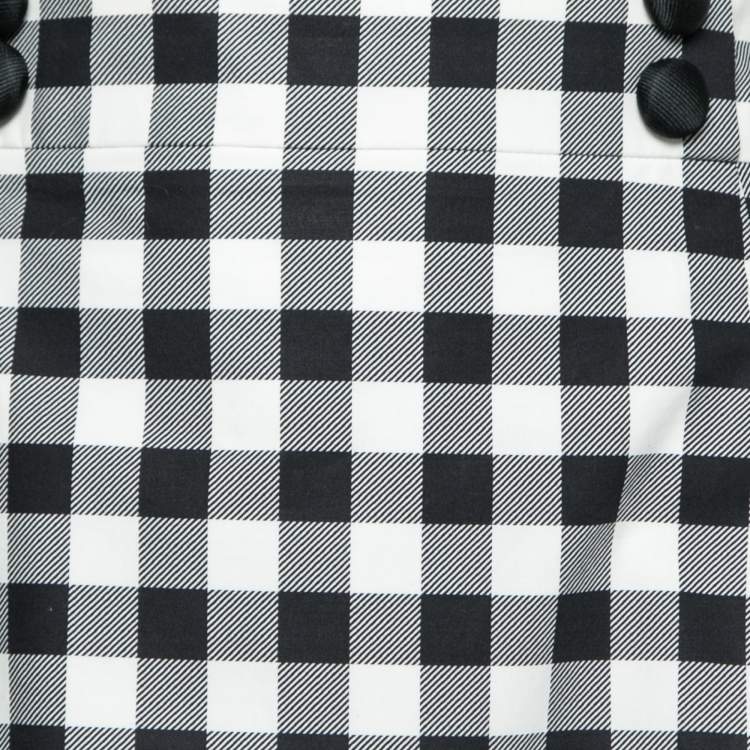 Pre Owned Dolce & Gabbana Gingham Checkered Cotton Flared Hem Skirt M