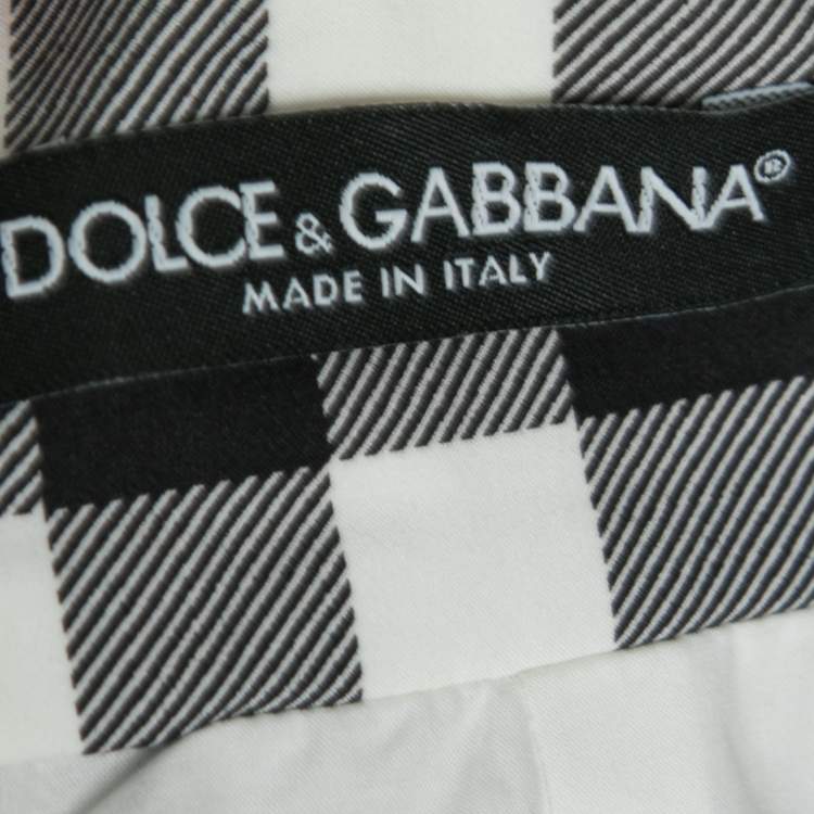 Pre Owned Dolce & Gabbana Gingham Checkered Cotton Flared Hem Skirt M