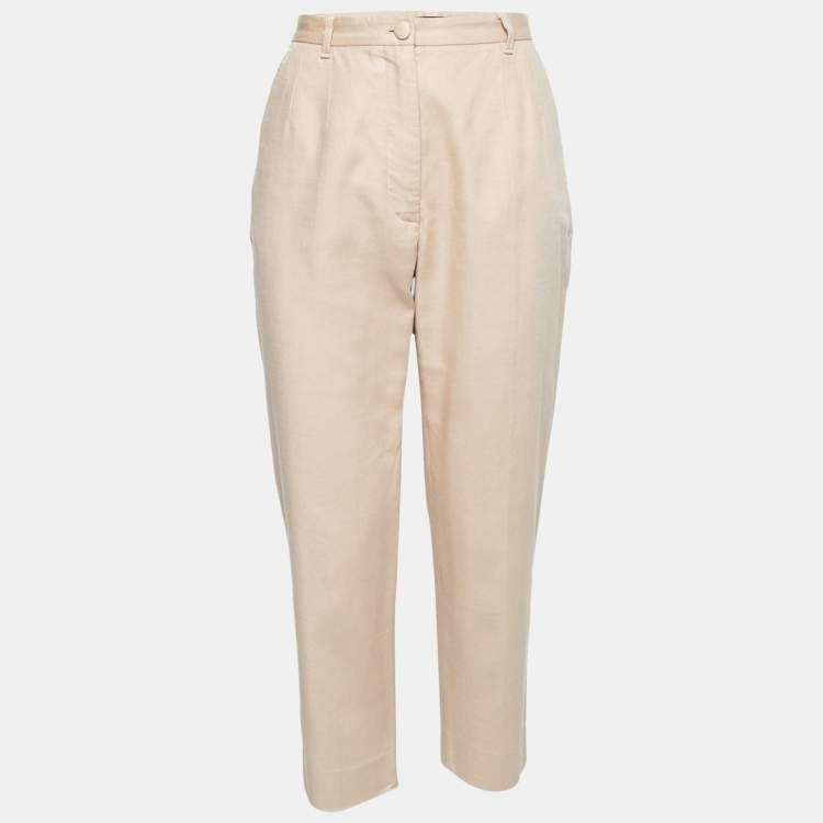 Pre Owned Dolce & Gabbana Beige Cotton Trouser M