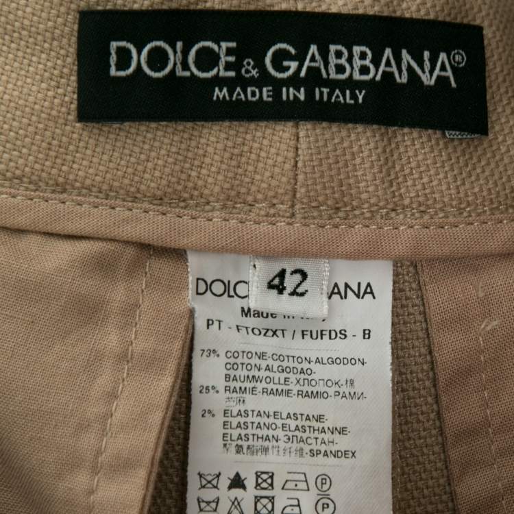 Pre Owned Dolce & Gabbana Beige Cotton Trouser M