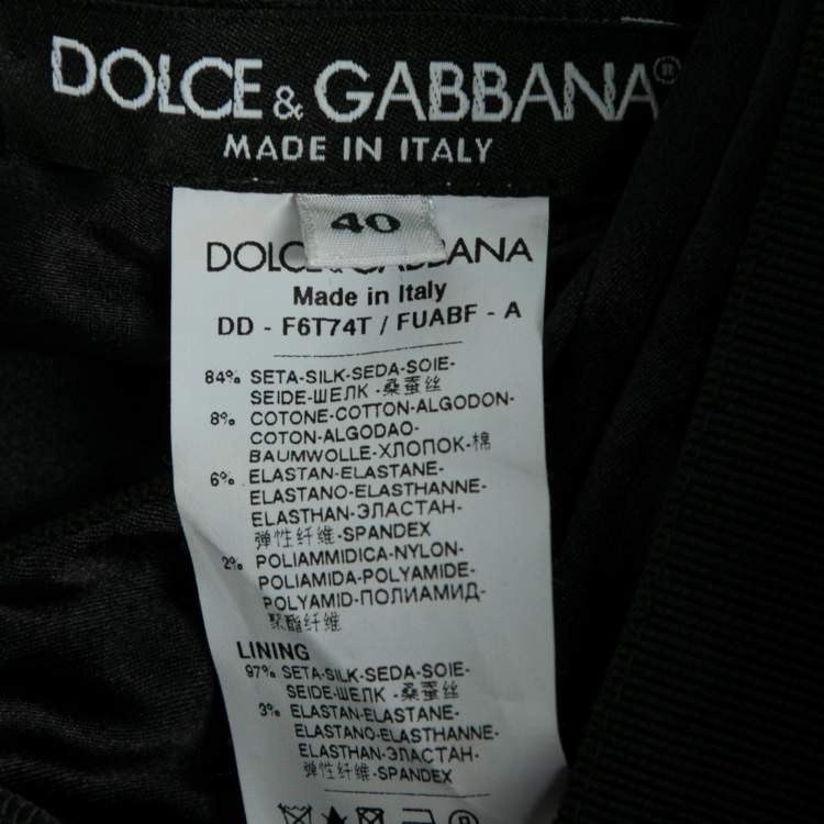 مملوكة مسبقًا Dolce & Gabbana Black Silk Lace Trim Detailed Strapless Dress S
