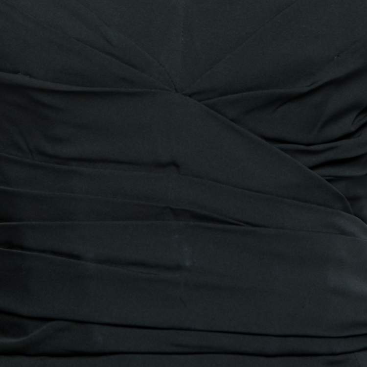 مملوكة مسبقًا Dolce & Gabbana Black Silk Lace Trim Detailed Strapless Dress S