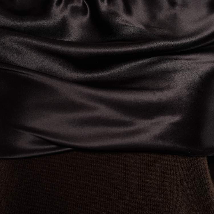 Pre Owned Dolce & Gabbana Brown Cashmere & Silk Draped Neck Sweater S