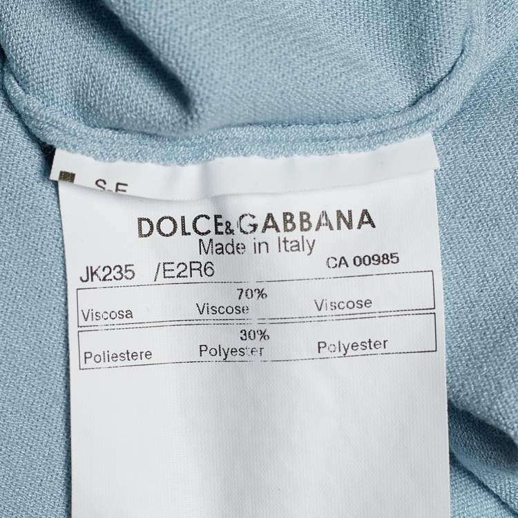 Pre Owned Dolce & Gabbana Powder Blue Knit Logo Embellished Top M