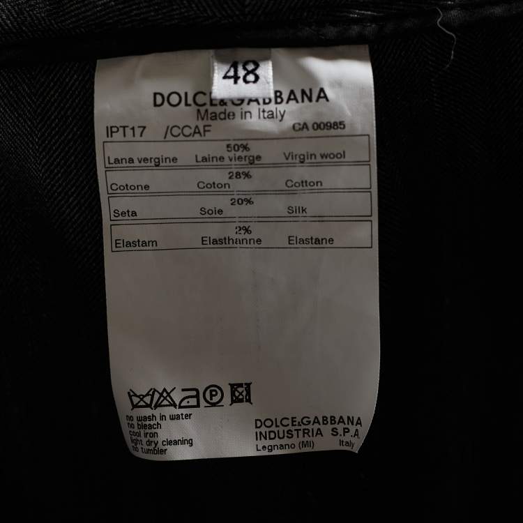 مملوكة مسبقًا Dolce & Gabbana Grey Wool Printed Belt Detail Trousers L