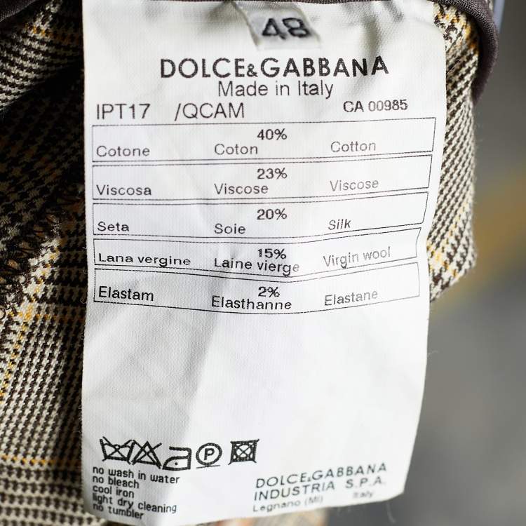 Pre Owned Dolce & Gabbana Beige Tartan Check Trousers L