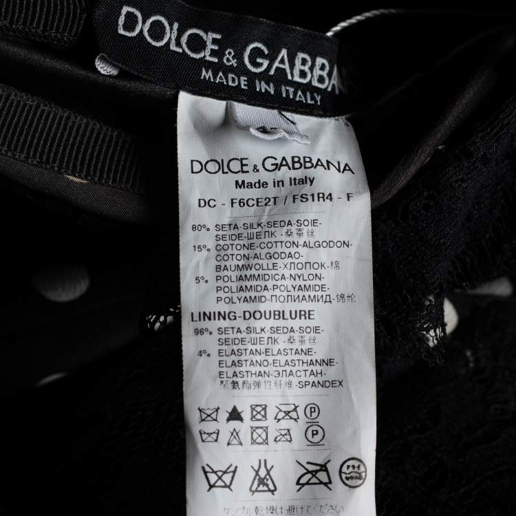 Pre Owned Dolce & Gabbana Black/White Polka Dot Silk Paneled Strapless Dress M