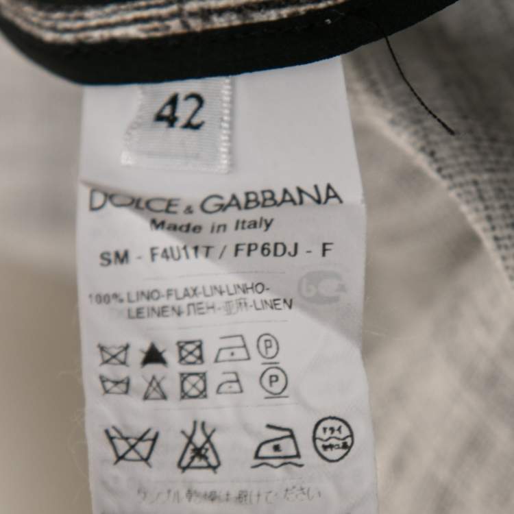 Pre Owned Dolce & Gabbana Monochrome Ancient Rome Printed Linen Skirt M