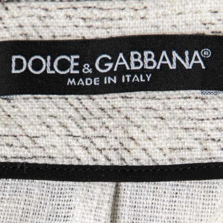 Pre Owned Dolce & Gabbana Monochrome Ancient Rome Printed Linen Skirt M